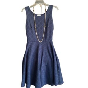 Le Lis Womens Dress Medium Blue Trapeze MIni Sleeveless Lace USA